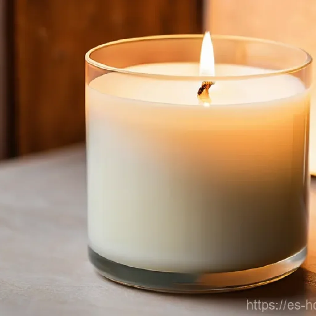 캔들 브랜드 추천 - **"The Alchemy of Aroma":** A close-up shot of a beautifully crafted soy wax candle with a clean, st...