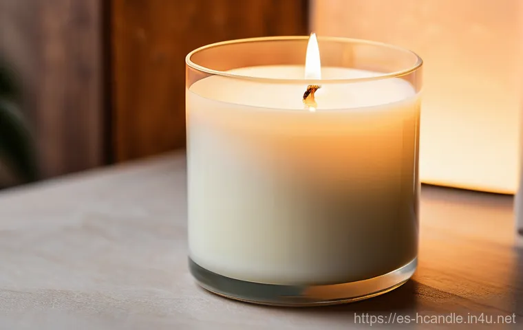 캔들 브랜드 추천 - **"The Alchemy of Aroma":** A close-up shot of a beautifully crafted soy wax candle with a clean, st...