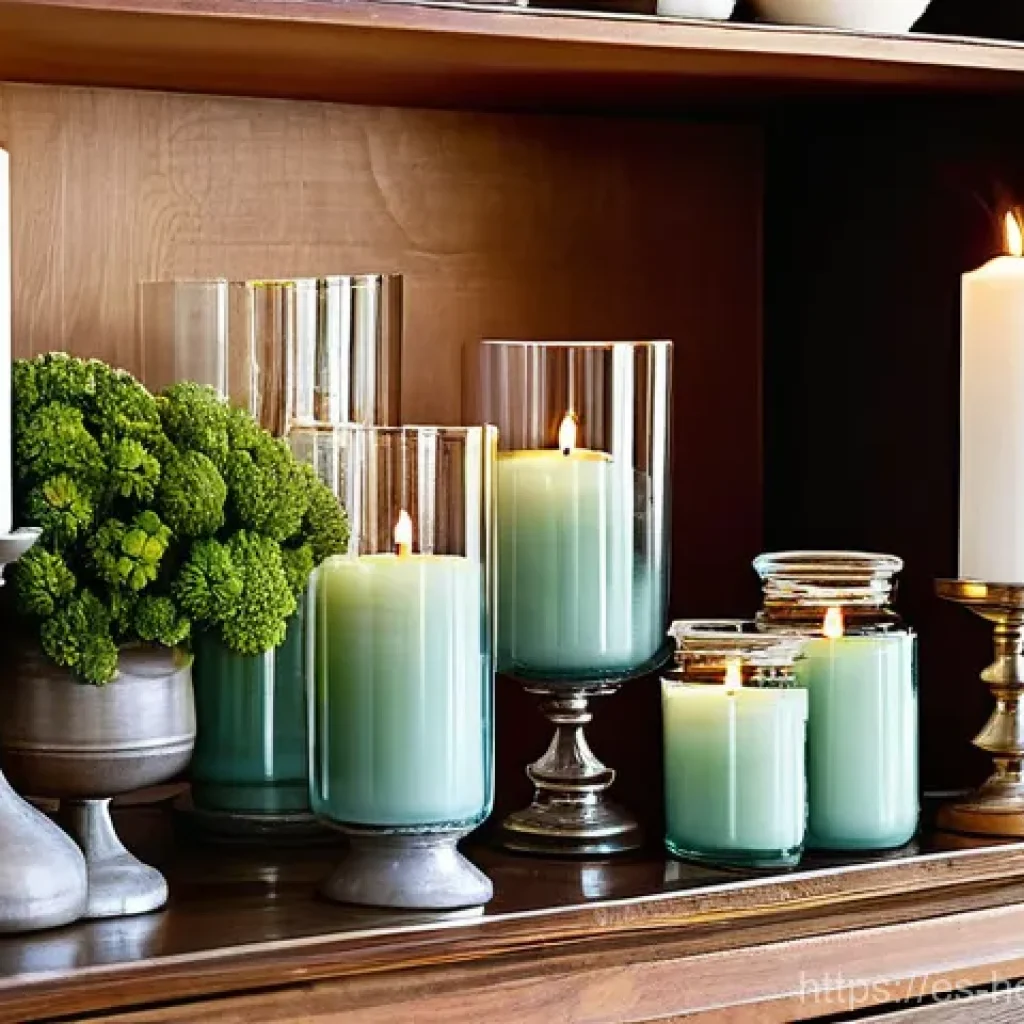 캔들 보관 방법 - **Prompt:** A serene and aesthetically pleasing display of a meticulously organized candle collectio...