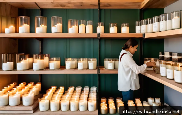 캔들 공방 홍보 방법 - A cozy artisan candle workshop interior, featuring a skilled craftsperson carefully pouring natural ...